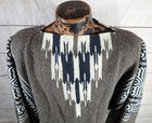 Vtg Gray Black White Wool Blanket Western Poncho M Serape Mexican Gaban  read 