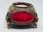 No Top Ormolu Brass Casket Jewelry Box 5 Sided Filigree And Cherub Beveled Glass