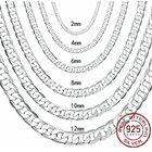 Men s 925 Sterling Silver Necklace 2 4 6 8 10 12mm 40-75cm Face Chain Necklace L
