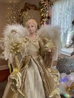 Christmas Angel Tree Topper Ivory Gold And Brown Elegant Gown 17    Stunning