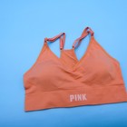 Victorias Secret Sports Bra Medium Orange Pullover Seamless Lightly Lined Women