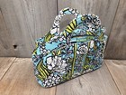 Vera Bradley Medium Floral Cotton Deisgner Handbag Zipper Side Pocket Blue Green