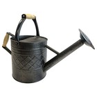 Gardener Select Galvanized Steel Diamond-pattern Watering Can  Black  9 5 Liters