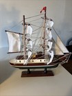 Wooden Tall Ship With Cloth Sails Sailboat Schooner 12    Tall 12    Long Detailed