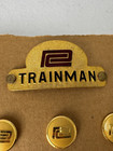 Penn Central Trainman Hat Badge   Pins   Buttons Full Set - Rare Railroad Piece
