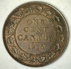1915 Copper Canadian Large Cent Almost Uncirculated Coin 1-cent Canada Au 1c