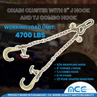 1 Pack G70 5 16  V Bridle Tow Chain W  8  J Hook   Tj Combo   Grab Hook 2ft Legs