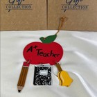  2  Vintage Avon Red Apple Teacher Appreciation Ornament Set Of 2