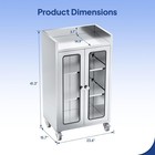 New Stainless Steel Work Table With Glass Door Cabinet And Wheels For Commercial