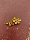 Vintage Lot Of Five Pieces   Floral And Leaf Brooch Pins Gold-tone Blue Stone