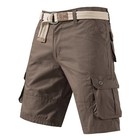Men   s Cargo Shorts Stretch Lightweight Cotton Twill Multi Pockets Belted Short