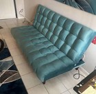 Blue Tufted Convertible Adjustable Fabric Futon Sofa Bed Modern 32x31x17