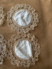 7 Antique Tatted Thread Linen Doilies Ecru Vintage Lace Lot
