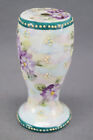 Nippon Morimura Hand Painted Purple Floral   Beaded Hat Pin Holder 1891 - 1921