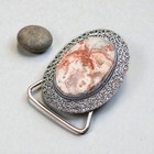 Crazy Lace Agate Belt Buckle Silver Plated Handmade Western Cowboy Statement