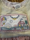Vintage Girls Corduroy Jumper Dress Embroidered Cottage Hot Air Balloon Scene 2t