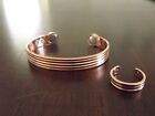 Pure Copper Magnetic Bracelet Arthritis Pain Therapy Adjustable Cuff   Ring Set