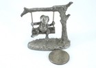 Spoontiques Pewter Figurine Frog On Tree Swing 394  Vintage Usa