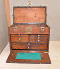 Rare Antique Oak 7 Drawer Mini Jewelers Machinist Display Tool Box Chest Vintage