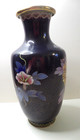 12 25  Tall Large Vintage Chinese Cloisonne Purple Floral Vase Euc