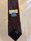 Men s Burgundy Paisley Silk-feel Tie With Navy And Gold Accents