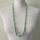 Vintage Art Deco Czech Green   Black Glass Necklace 30  Art Glass Claspless 