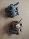 Pair Ornate Antique Bronze Victorian Eastlake Window Sash Locks   Catches