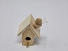 Lot 5 Vtg Zims Unfinished Wood Miniature Birdhouse With Bird For Crafts Painting