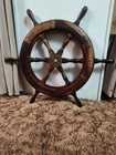 Vintage Norwegian Style 6 Spoke Teak And Mahogany Ship s Helm steering Wheel