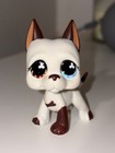 Littlest Pet Shop Authentic   577 White Brown Great Dane Brown Blue Eyes