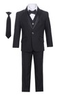 Boys Tuxedo Slim 5 Pcs Suits Formal Wear Toddler Children Big Kids Wedding Tie