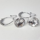Rhinestone White Crystal Stainless Steel Shower Curtain Double Hooks 12 Pcs