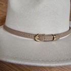 Men Women Unisex Tan Wide Brim Fedora Felt Hat 7  Belt Buckle Accent Cotton Poly