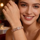Women   s Copper Magnetic Bracelet Clover Crystal Adjustable Arthritis Pain Relief