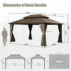 Domi 12    X 16    Hardtop Gazebo Outdoor Aluminum Gazebo W netting   Curtains brown