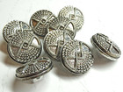 9 Vintage Clear Glass Buttons   Turned Design W  Silver Luster Finish   5 8 