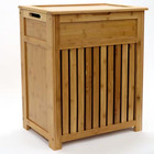 Laundry Hamper Bamboo Contemporary With Side Handle Holes Dirty Clothes Storage