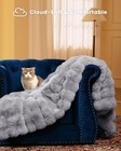 Ultra Soft Cozy Faux Fur Blanket  Fuzzy Plush Thick Throw Bubble Light Grey