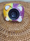 Vtg Ganz Bella Casa Susan Paley Piggy Bank Petunia Ceramic Purple Floral Mini