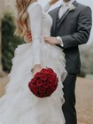 Simple Ball Gown Wedding Dresses Backless Ruffles Long Sleeve Button Bridal Gown