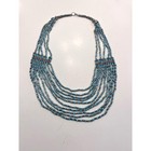 Vintage Navajo Multi Strand Sterling Silver Turquoise Necklace 167g Hand Rolled
