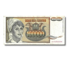 Yugoslavia 100 000 Dinara Banknote  1993  P-118  F-vf X 1 Pc         