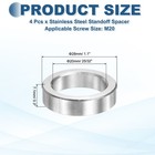 4pcs M20 304 Stainless Steel Spacers 20mm Idx28mm Odx7 1mm Length