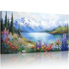  Lakeside Landscape Wall Art  Nature 40l  X 20w  Snow Mountain Scenery