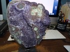 Large Polished Amethyst Crystal Cluster Geode From Brazil Cathedral Wood Stand
