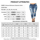 Us Womens Denim Solid Long Pants Casual Slim Fit Ripped Jeans Trousers Plus Size
