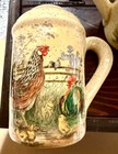 Vintage Rooster Salt And Pepper Shakers  yellow Gold Ceramic Chickens Farmhouse