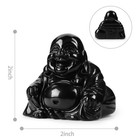 Black Obsidian Crystal Happy Buddha Statue 2 Inch Hand Carved Gemstone Sittin   