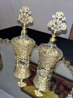 Vintage Mirrored Vanity Dresser Tray Gold Ormolu Filigree Victorian Art Deco Set