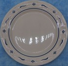 Longaberger Pottery 9    Dinner Plate     Blue   White Pattern     Usa